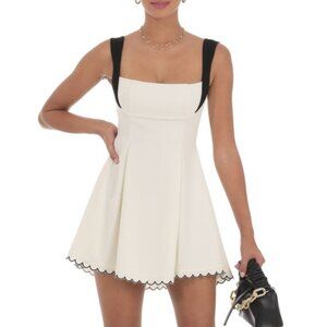 Never Worn, Lucy in the Sky, Scallop Hem Fit and Flare Dress in White